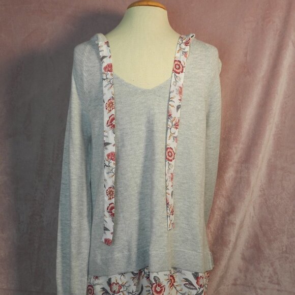 Womens Grey Floral Sweater Loft Size M - Picture 5 of 7